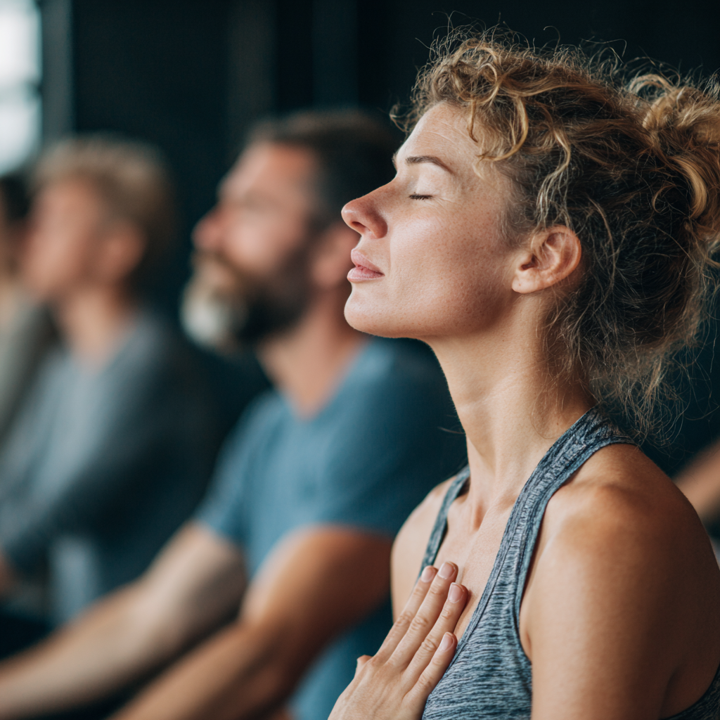 дівчина під час дихальних практик